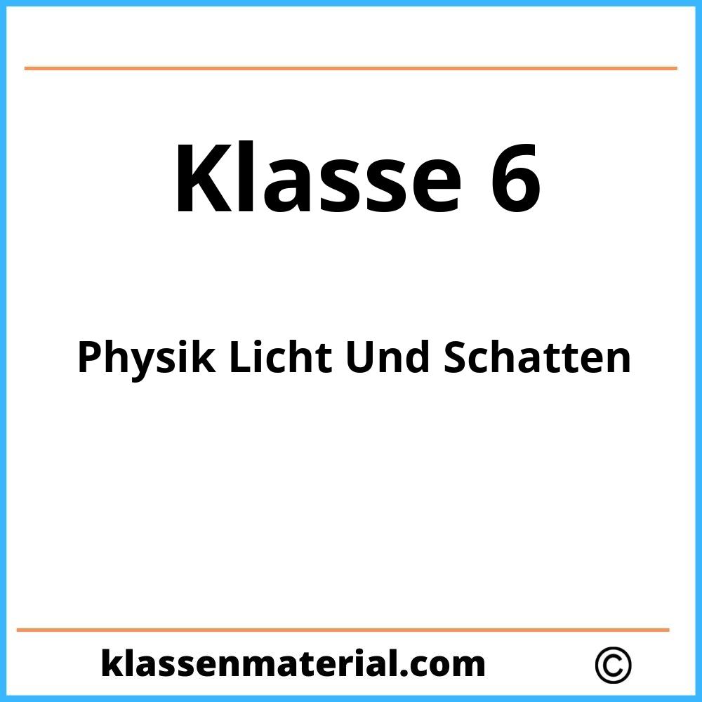 Arbeitsblätter Physik Klasse 6 Licht Und Schatten