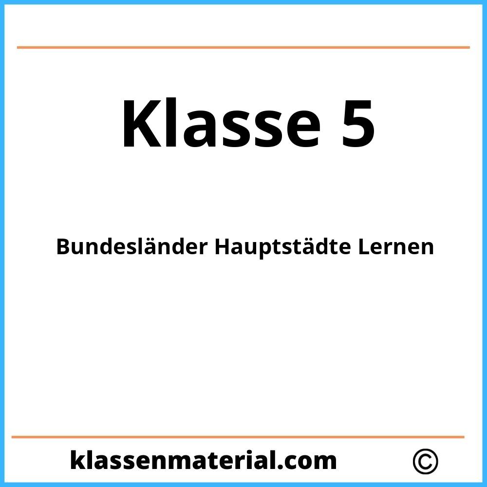 Bundesländer Hauptstädte Lernen Klasse 5