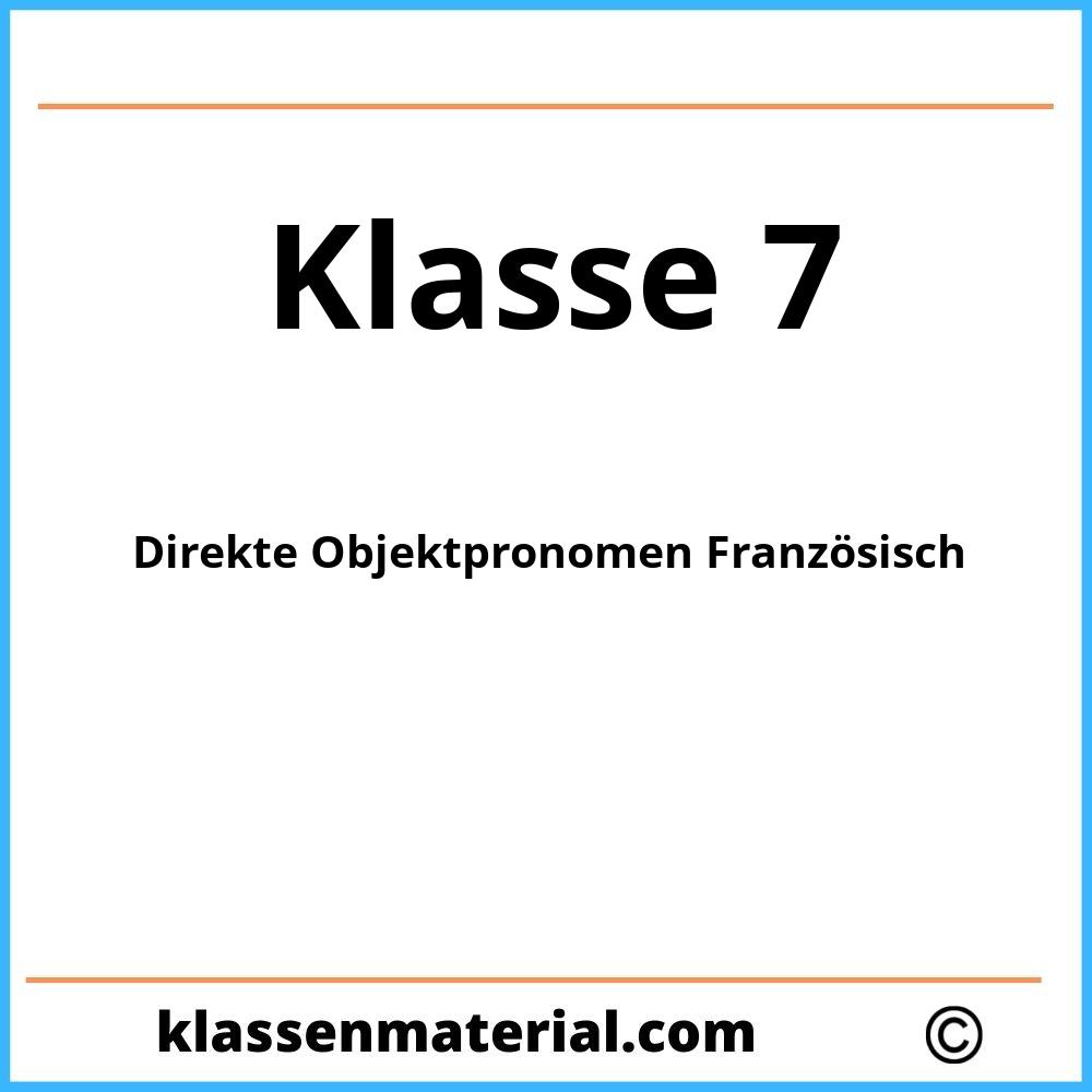 Direkte Objektpronomen Französisch Übungen Klasse 7