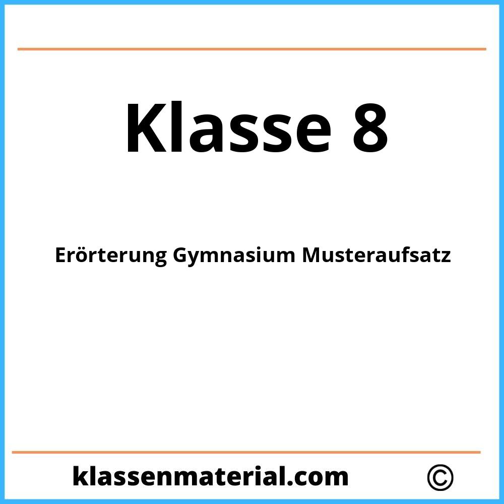 Erörterung 8. Klasse Gymnasium Musteraufsatz