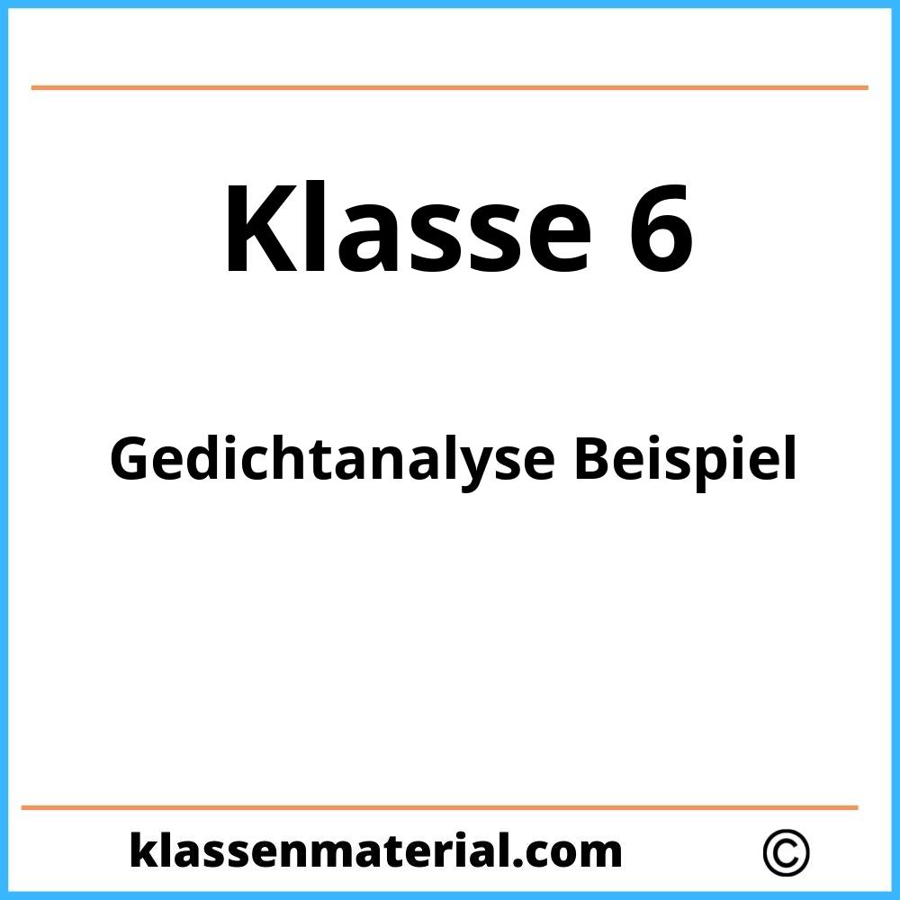 Gedichtanalyse 6. Klasse Beispiel