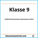 Gedichtinterpretation 9 Klasse Gymnasium Arbeit