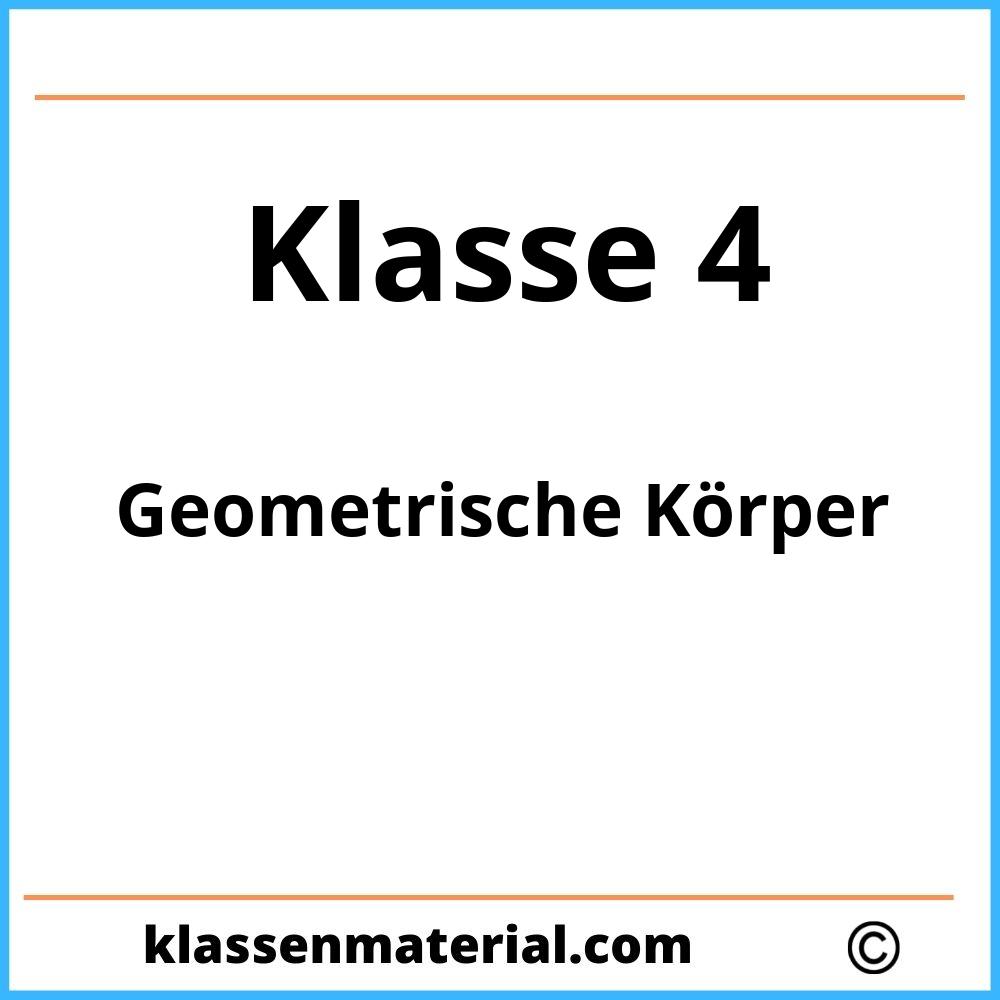 Geometrische Körper 4 Klasse Arbeitsblätter