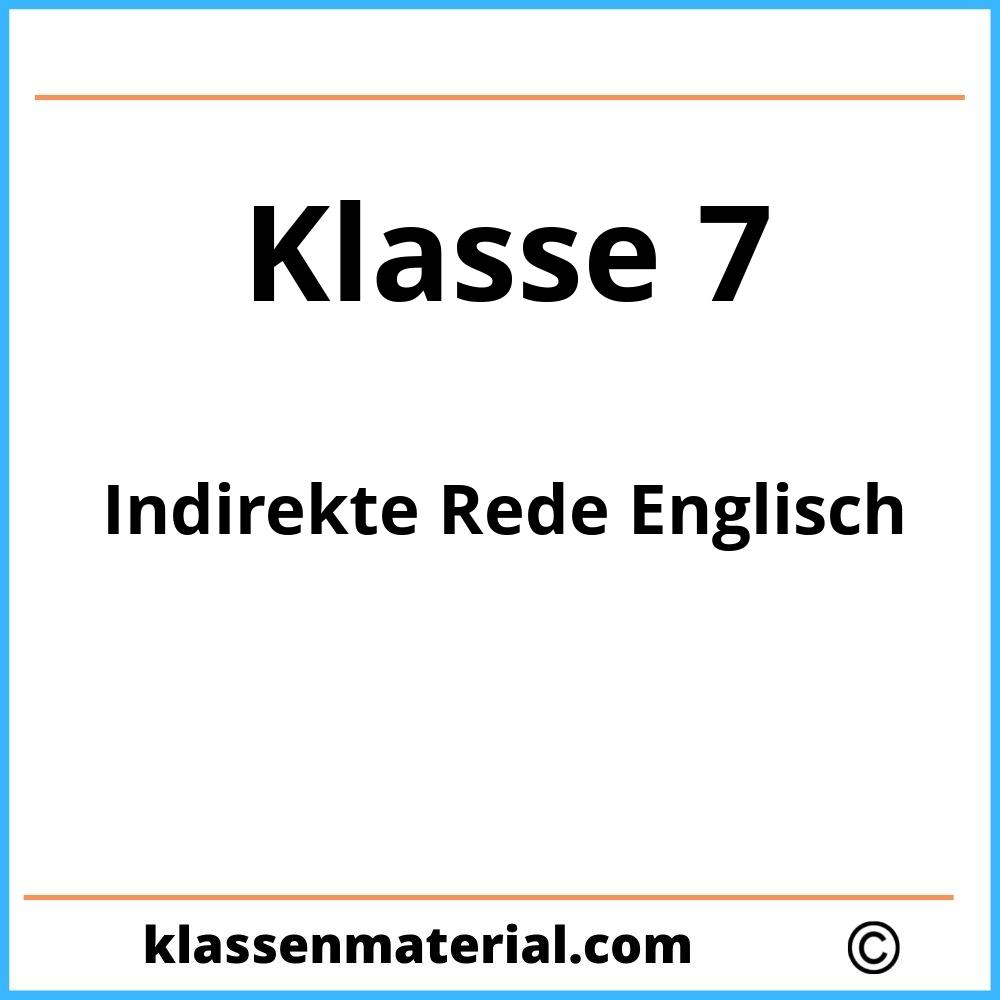 Indirekte Rede Englisch Übungen Klasse 7