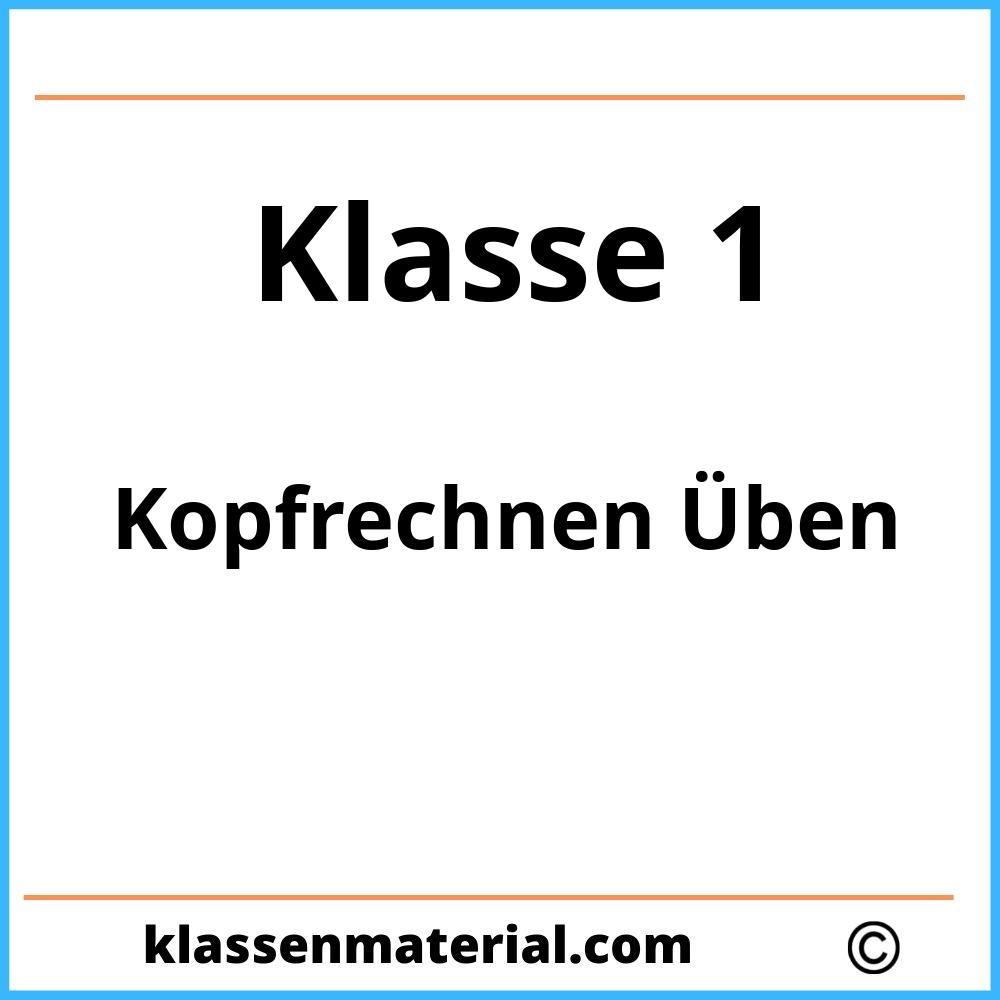 Kopfrechnen Üben 1. Klasse