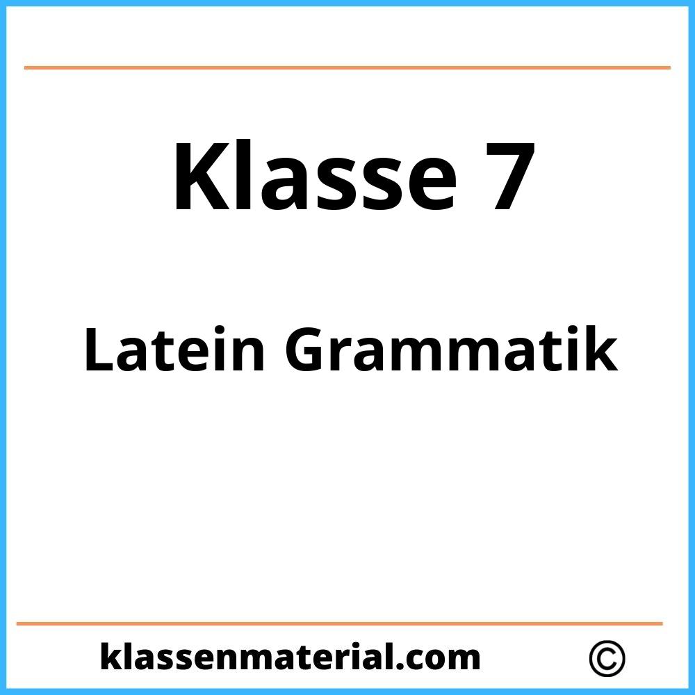 Latein Grammatik Übungen Klasse 7