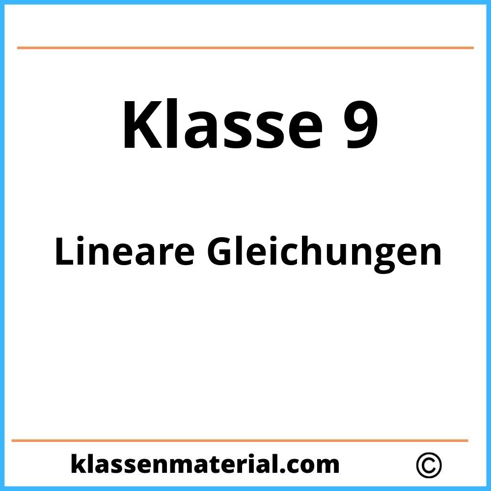 Lineare Gleichungen Textaufgaben Klasse 9