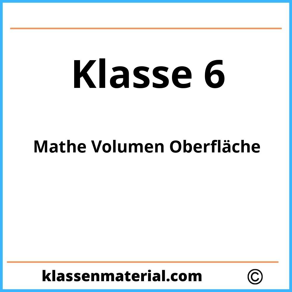 Mathe 6 Klasse Volumen Oberfläche Übungen