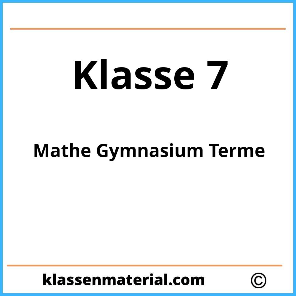 Mathe 7 Klasse Gymnasium Terme