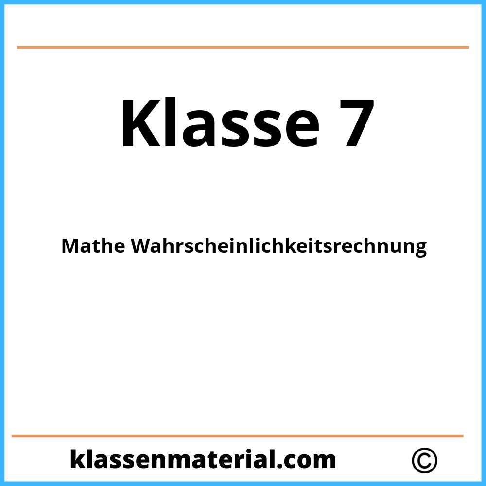 Mathe Wahrscheinlichkeitsrechnung Übungen Klasse 7