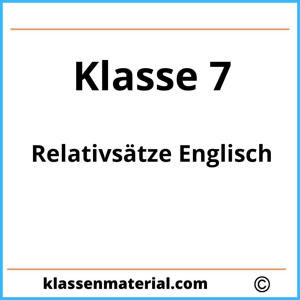 Relativsätze Englisch Übungen Klasse 7