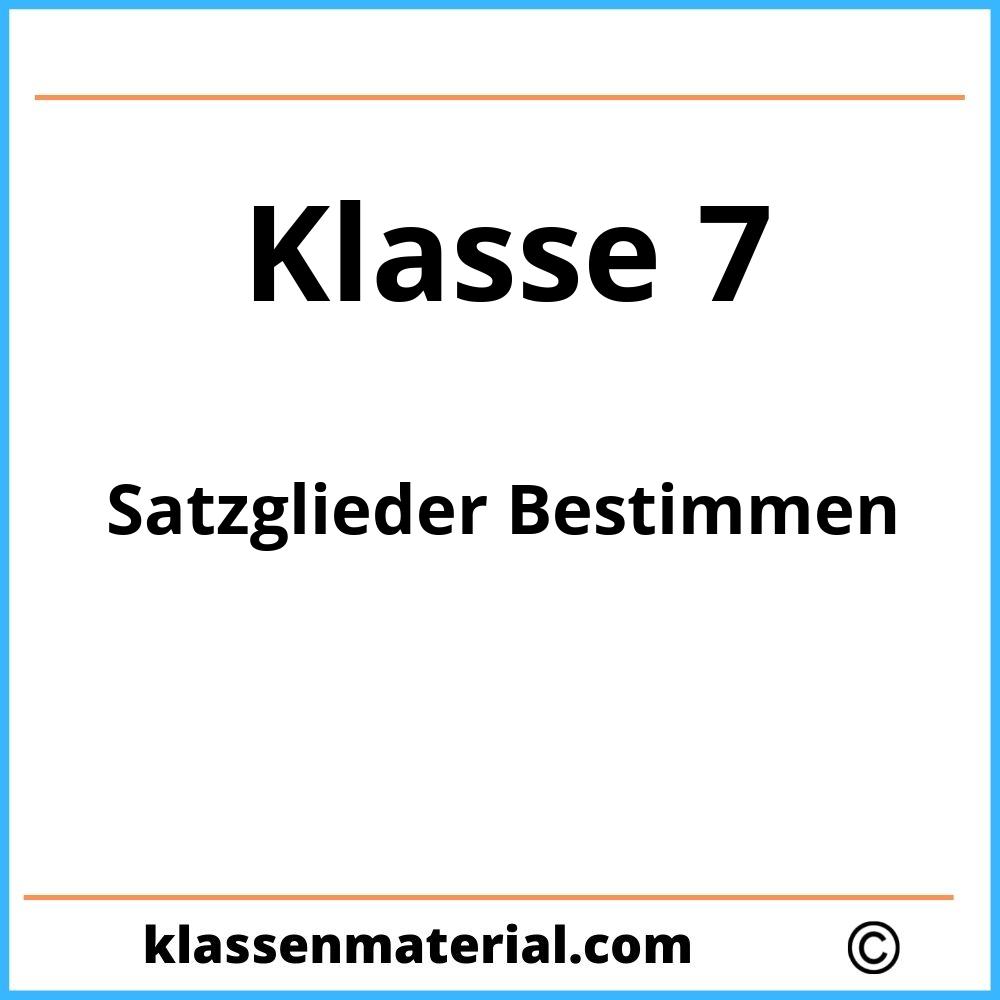 Satzglieder Bestimmen Klasse 7 Arbeitsblätter