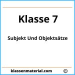 Subjekt Und Objektsätze Übungen Klasse 7