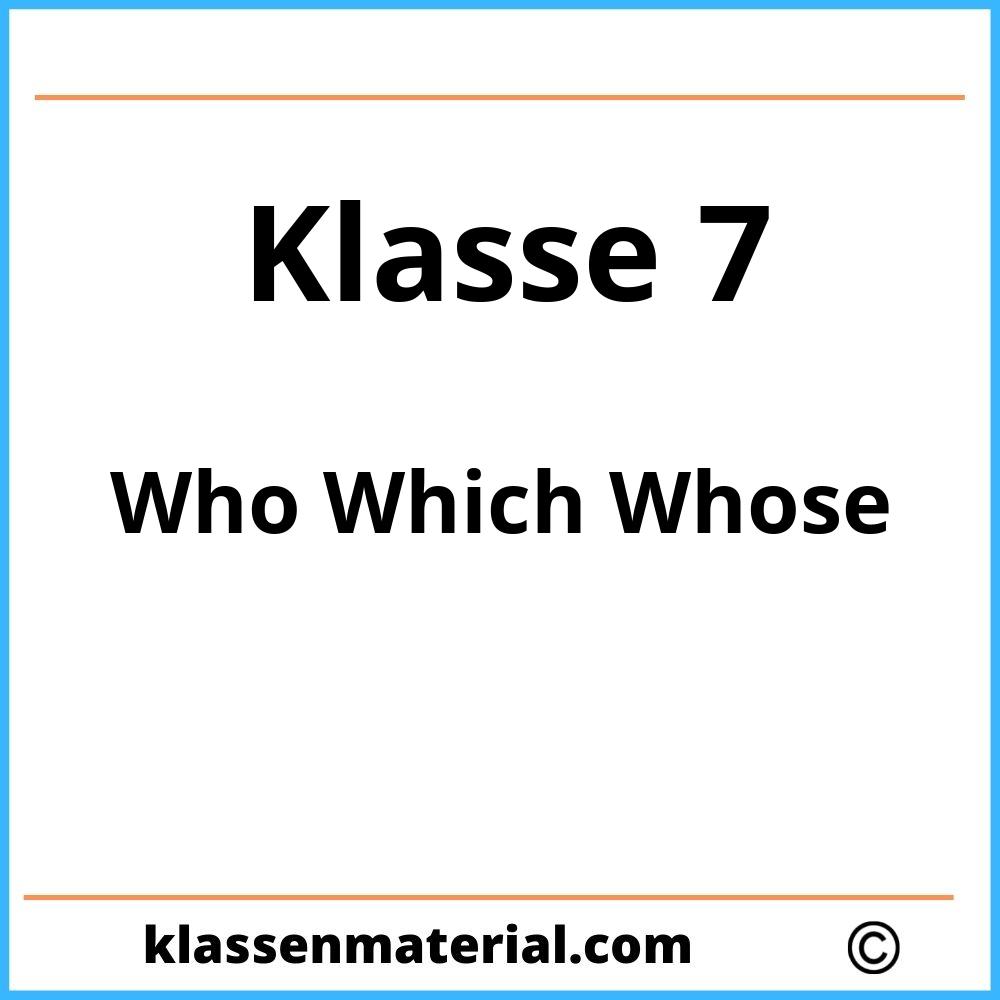 Who Which Whose Übungen Klasse 7